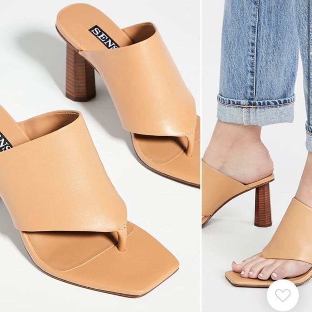 SENSO Nina Leather Heels Nude US 10.5 Chunky Heels